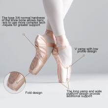 Opolski Professional Women Ballet Practice Pointe Flat Sole Dance Shoes with Ribbons 35