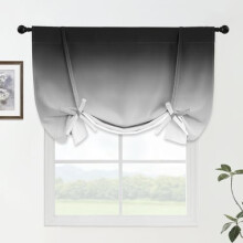 Ombre-Thermo-Raffgardinen, Farbverlauf Schwarz-Grau, Verdunkelung, Stangendurchzug, Ballonform, 107 cm x 122 cm, 1 Paneel, kompatibel mit