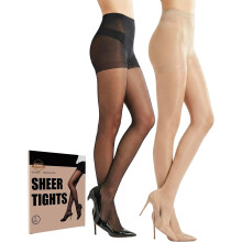 Meia-calça transparente feminina, pernas 20D, parte superior reforçada 40D, malha resistente a rasgos, cintura altamente elástica, pontas
