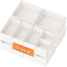 Lot de 14 organisateurs de tiroir pliables pour vêtements de bébé, sous-vêtements, chaussettes – Séparateurs de rangement blancs pour placard,