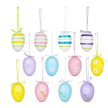 Mini œufs de Pâques à suspendre, recouverts de tissu et ornés d'un nœud – Décoration à pois pour arbres, fêtes, maison et jardin –