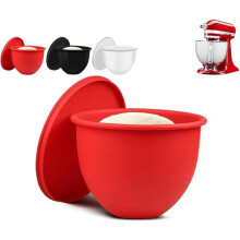 Babhlaí Meascthóra KitchenAid 5-Qt le Líneálacha Silicone, Dearadh Marthanach Teocht Leathan, Clúdaigh Stórála, Dearg