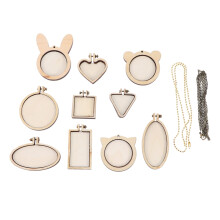 12 Pcs Cross Stitch Fixing Frame Embroidery Mini Wood Hoops DIY Wooden Stitch for Crafting Sewing Stitching