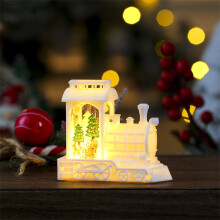 Weihnachts-Lokomotiv-Lichterkette, batteriebetriebene Mini-Lokomotive und Kerzenständer für Fensterbank, Kaminsims und Weihnachtsdorf-Dekoration