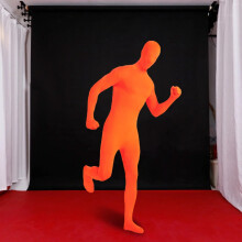 Unisex-Stretch-Ganzkörperanzug aus Spandex für Erwachsene, „Verschwindender Mann“-Body, Orange, für Partys, Cosplay und Sport