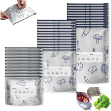 2026 Nuevas bolsas reutilizables de papel de aluminio para almacenamiento - Bolsas con cierre hermético y de pie, etiquetadas para frutas, verduras