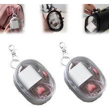 Bolsa organizadora para carregador de celular, transparente e rígida.