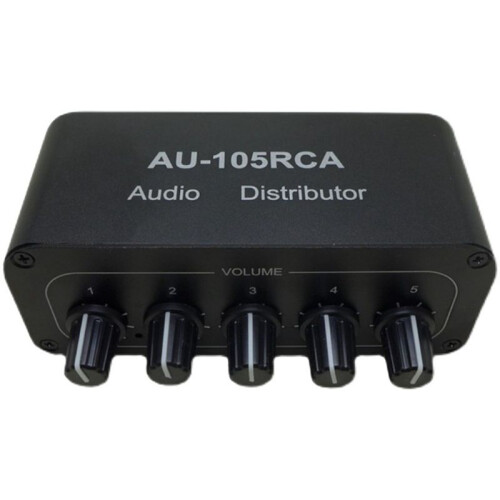 1-in-5-OUT HiFi Stereo RCA Audio Splitter /Selector Tone Controller Portable Audio Switcher Box  Distributor US Plug