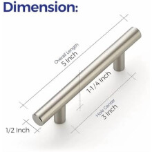 Lot de 45 poignées de placard de 12,7 cm (5 pouces) en acier inoxydable nickel brossé. Entraxe des trous : 7,6 cm (3 pouces).