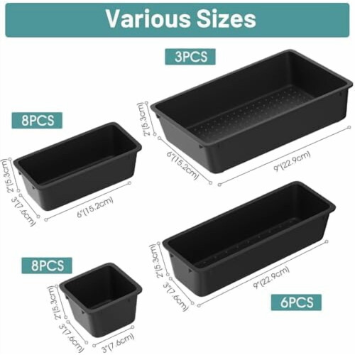 Set di 25 organizer per cassetti in plastica trasparente