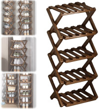 Étagère d'angle pliable à 5 niveaux, sans montage, idéale pour ranger chaussures et chaussures dans l'entrée. Rangement robuste et peu