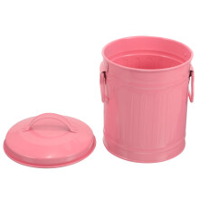 Mini papelera Worgeous de hierro rosa con tapa para dormitorio, oficina, almacenamiento, contenedor decorativo ligero de 2,5 L.