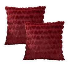 Fundas de almohada de San Valentín, 45 cm (17,7 pulgadas), juego de 2, diseño de corazón color vino