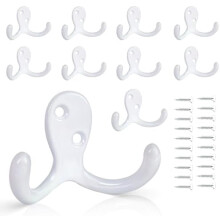 Lot de 10 crochets muraux doubles ultra-résistants – Blanc, compatibles avec manteaux, sacs, écharpes, serviettes, chapeaux, clés, tasses