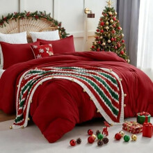 Dark Red Queen Comforter Set 3 pcs Microfiber