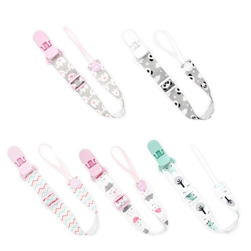 5 Pcs Pacifier Clip Pacifier & Teether 2-In-1 Pacifiers Portable Modern and Simple Pacifier Holder,Set1