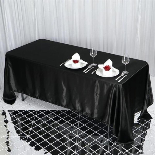 BalsaCircle Black Satin Rectangular Tablecloth 72" x 120"