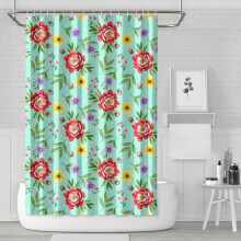 Rideau de douche à motif floral Pioneer Flower, 183 x 183 cm, ensemble de rideau de douche décoratif pour salle de bain avec 12 crochets,