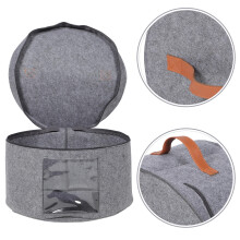 Hat Storage Organizer With Front Panel Round Travel Case For Hats With Zipper Lid For Family Vacation Use