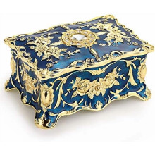 Vintage Metal Jewelry Box with Velvet Lining