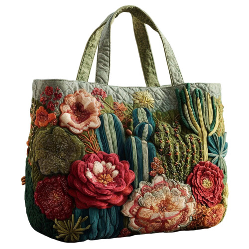Bolsa de algodão acolchoado vintage para mulheres, 40 x 34 cm (15,75 x 13,4 polegadas).