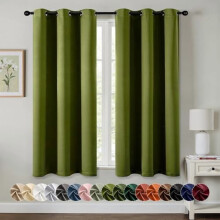 Light Olive Green Blackout Curtains 40x63", 2 Panels, Grommet Top, Thermal Insulated, Noise Reducing, Compatible with Standard Rods