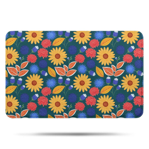 Χαλί μπάνιου Pioneer Flower Floral, αντιολισθητικό από μικροΐνες με επένδυση από