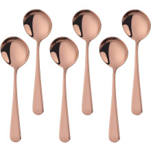 Set van 6 roestvrijstalen soeplepels, ronde eetlepel-dessertlepels, 16 cm roestvrijstalen lepels voor pap, fruit en yoghurt