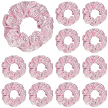 Lot de 24 chouchous métallisés rose clair brillant – Élastiques à cheveux doux et extensibles pour femmes, idéal pour la salle de sport, la