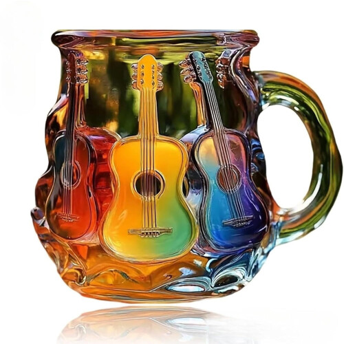3D Guitar Borosilicate Glass Mug 350ml