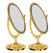 Ovalt spejl med dobbeltsidet makeupspejl i glas, drejefunktion, damemakeup, 2 stk.
