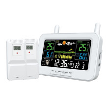 Multi-Function Color Screen Digital Weather Station Weather Station Radio Clock with Wireless Outdoor Sensor White (EU)