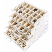 Acrylic 5-Drawer Jewelry Box with Velvet Trays