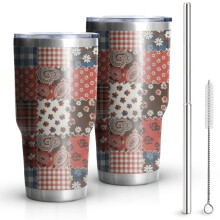 Gobelet isotherme Pioneer Flower de 887 ml (30 oz), à motif floral, double paroi, couvercle étanche sans BPA et pailles réutilisables. Maintient