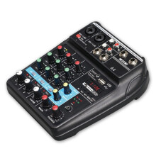 Professional 4 Channel Digital Mixer Sound Card Microphone Mobile Phone Live Broadcast Recording DJ Audio Equipment(US)