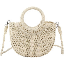Geometrische Umhängetasche aus Baumwolle für Damen, Beige