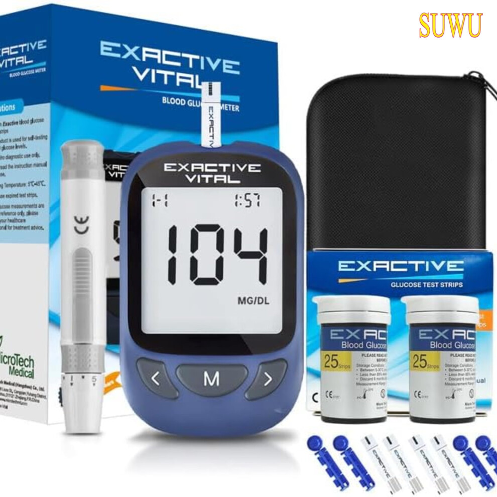 Blood Glucose Monitor Kit with 50 Test Strips and Lancets