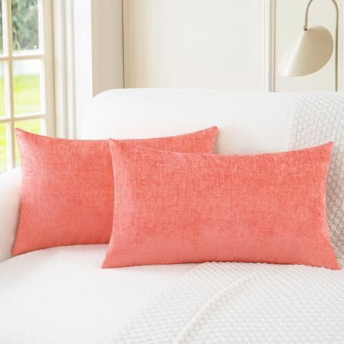 Capas de almofada decorativas em chenille, 30x50 cm, pacote com 2 unidades.