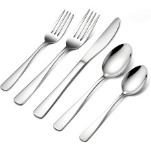 Ensemble de 20 couverts en acier inoxydable pour 4 personnes, poli miroir, compatible lave-vaisselle, utilisable Ă la maison, en cuisine ou au
