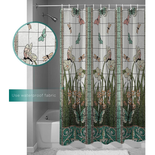 Waterproof Polyester Shower Curtain – Meadow Flower & 2