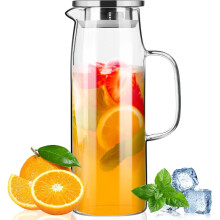 Brocca in vetro borosilicato da 1,5 litri con coperchio e doppio beccuccio.