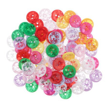 100 Botões Coloridos Redondos de Plástico para Artesanato, Costura e Projetos DIY para Crianças - Flor Transparente