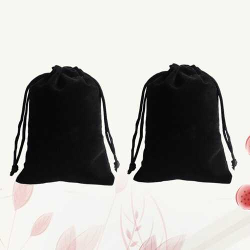 Pochette à cordon en flanelle noire (2 pièces)