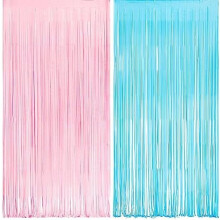 Pink & Blue Foil Fringe Curtain Backdrop 3.2ft x 6.5ft (2