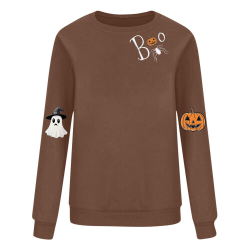 Dames Halloween-sweatshirt met griezelige spookprint, oversized model. 2