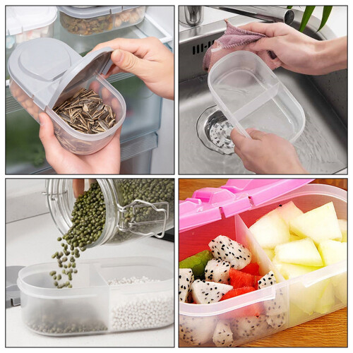 Multifunctional Double Lattice Kitchen Storage Container, Convenient Refrigerator Storage Plastic Storage Box 1