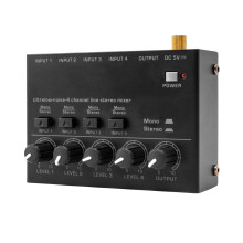 Ultra Low Noise 4-Kanaals Stereolijnmixer 4 Ingangen 1 Uitgang 5V Draagbare -Audiomixer Microfoon Toetsenbord US-STEKKER