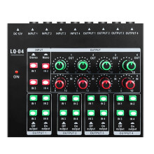 GAX-LQ04 4-Channel Mixer 4-Channel Headphone Amplifier Sound Card Mixer Recording Interface with Dj Mixer Audio EU-Plug