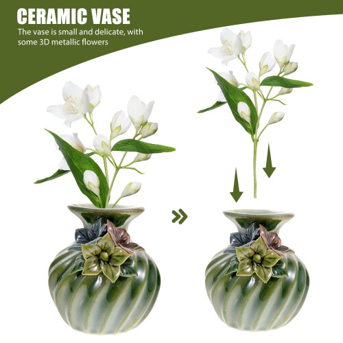 Keramische vaas met metallic bloemmotief – 9 cm 2