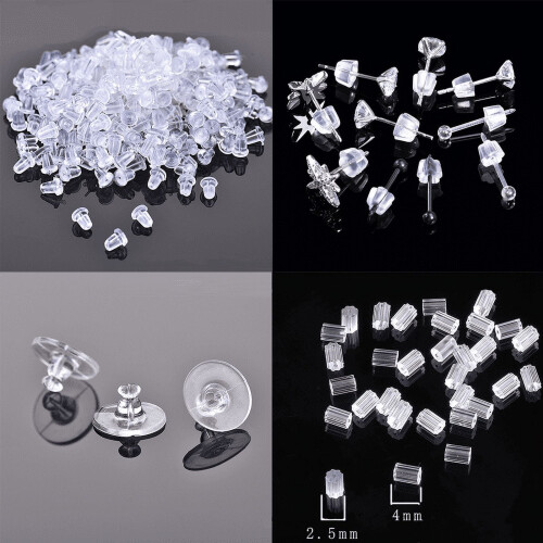 SIXISIX Silicone Clear Hypoallergenic Earring Backs, 108 pcs 1